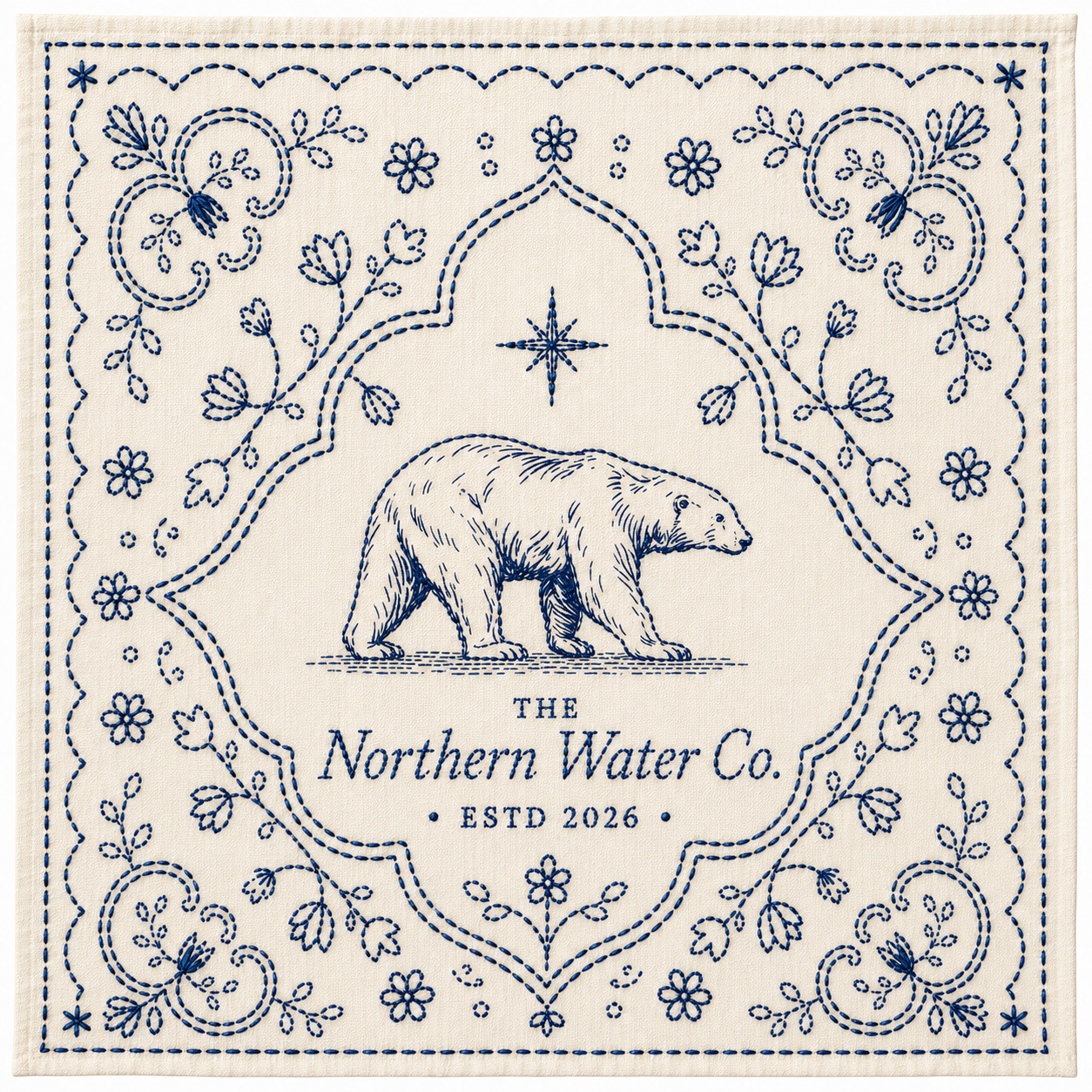 Ivory Northern Water Co. embroidered bandana design