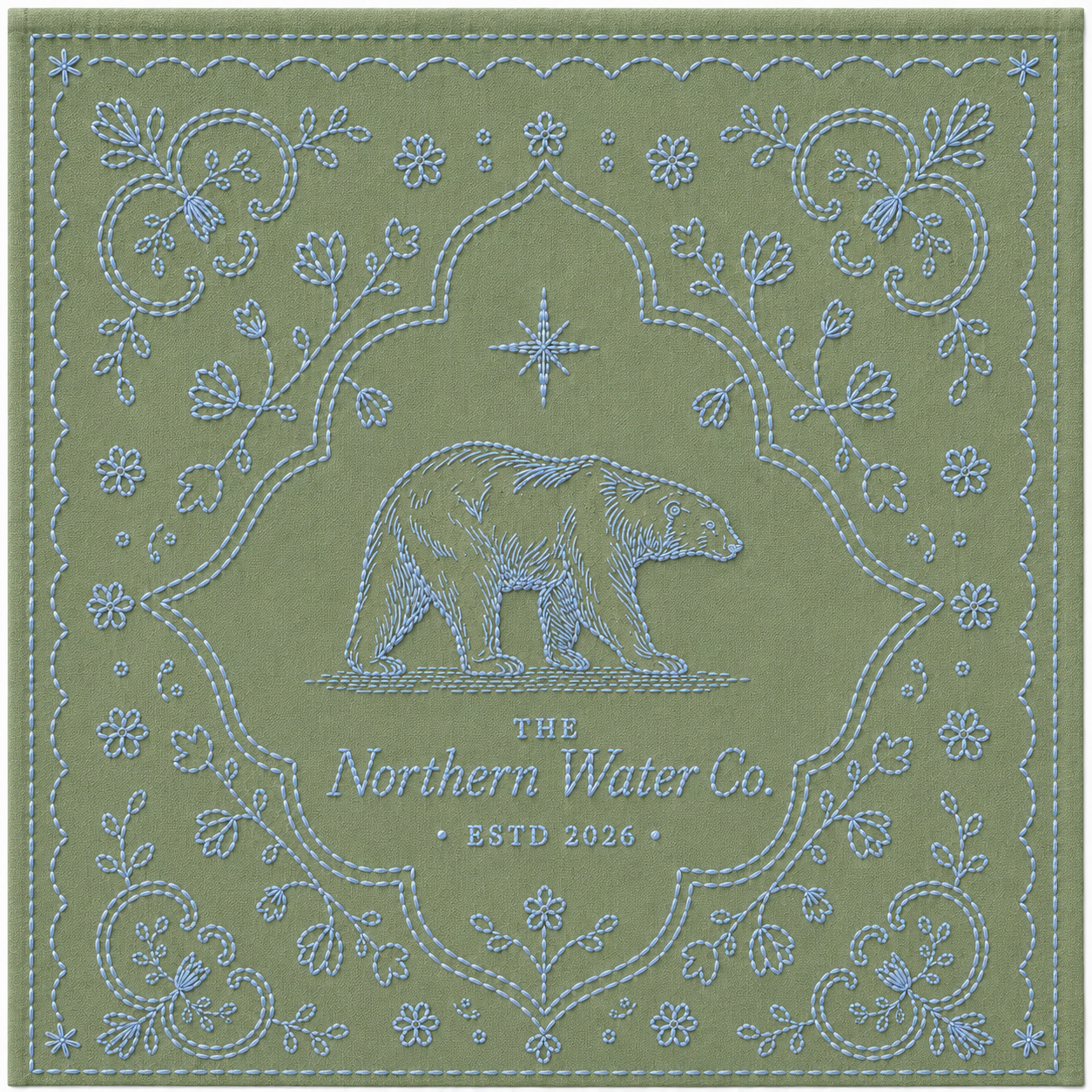 Sage Northern Water Co. embroidered bandana design