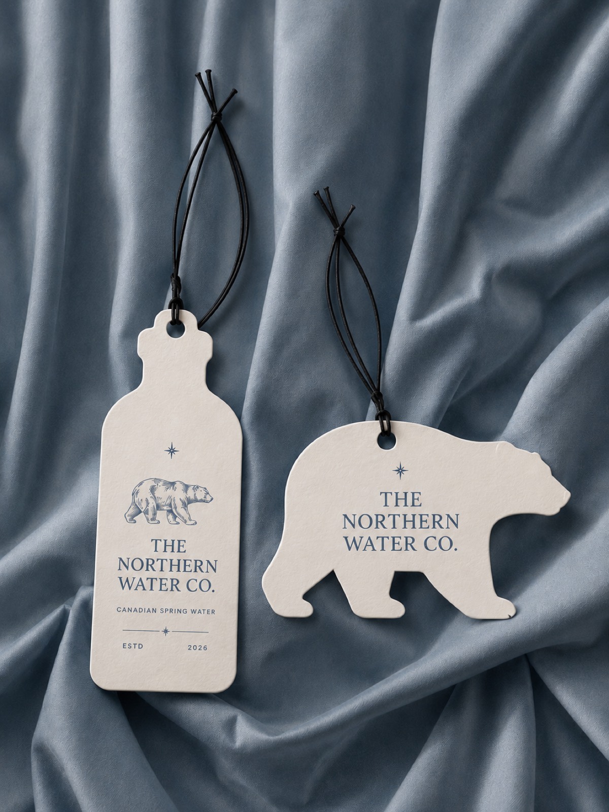 Northern Water Co. illustrated bottle and polar bear tags